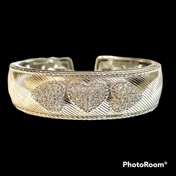 Judith Ripka Sterling Silver Hinged Bracelet